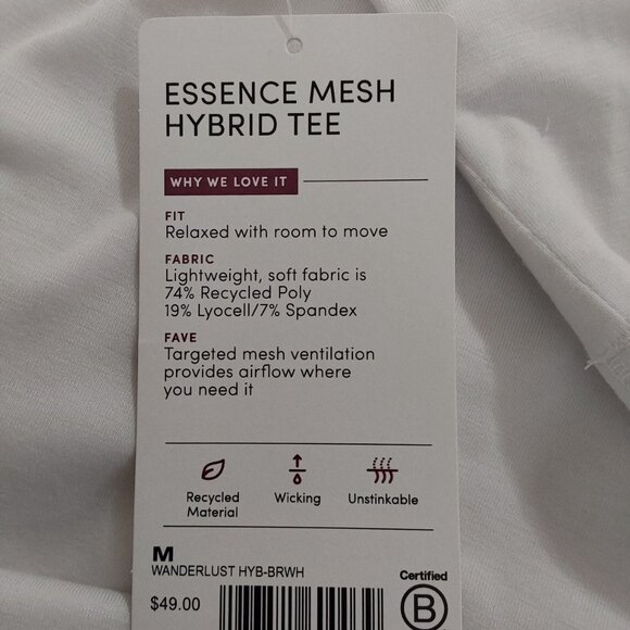 Athleta Essence Mesh Hybrid Tee NWT Sz M - Picture 6 of 6